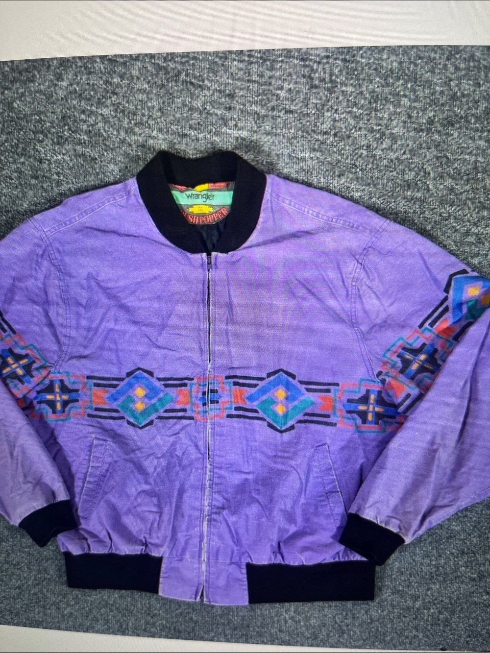 Wrangler Purple Geometric Pattern Bomber Jacket